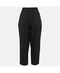 Pre-Owned Chloe Women's Black Textured Crepe Pleats Detail Trousers