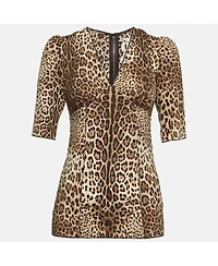 Pre-Owned Dolce & Gabbana Women's Brown Leopard Print Silk Blouse