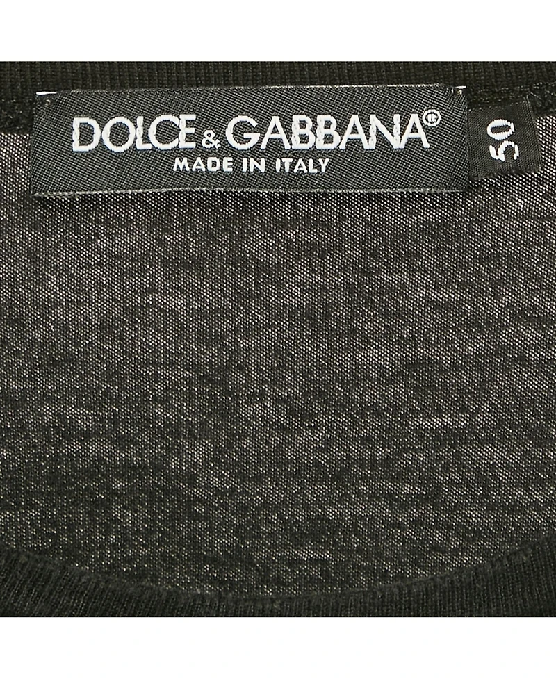 Pre-Owned Dolce & Gabbana Men's Black Logo Plaque Jersey Crewneck T-Shirt