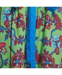 Pre-Owned Givenchy Women's Green Floral Printed Cotton Elastic Midi Skirt