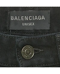 Pre-Owned Balenciaga Men's Unisex Black Denim Raw Edge Shorts