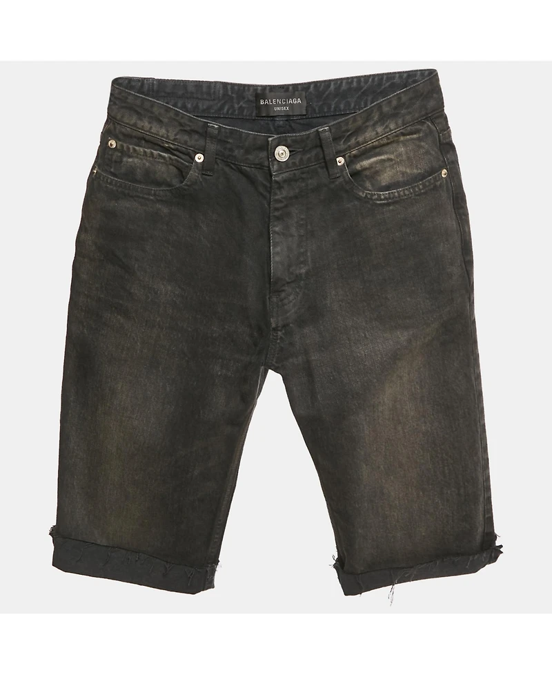 Pre-Owned Balenciaga Men's Unisex Grey Faded Denim Shorts