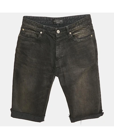 Pre-Owned Balenciaga Men's Unisex Grey Faded Denim Shorts