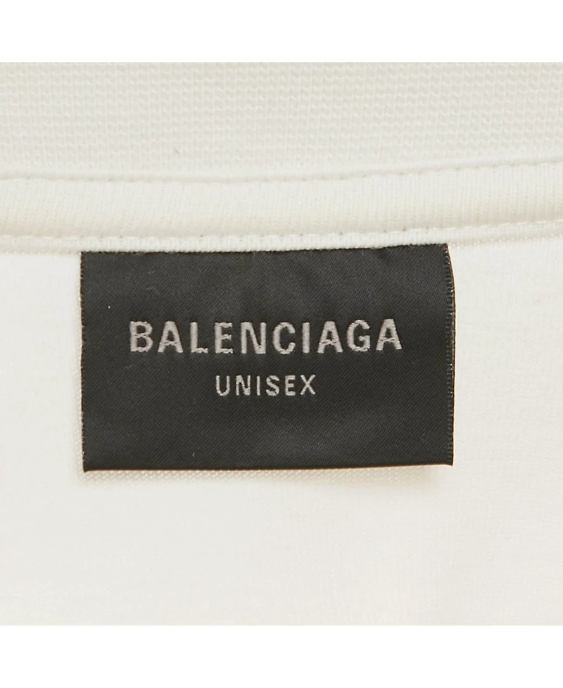 Pre-Owned Balenciaga Men's White Logo Embellished Cotton T-Shirt