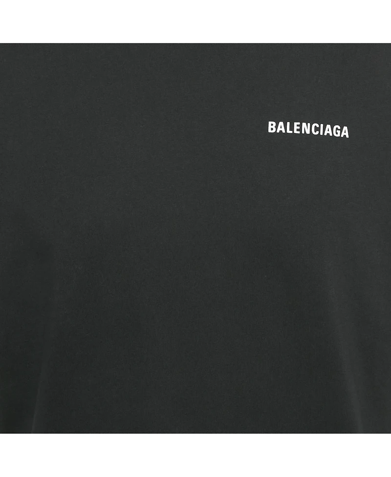 Pre-Owned Balenciaga Men's Black Logo Print Cotton Oversized Crewneck T-Shirt