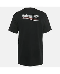 Pre-Owned Balenciaga Men's Black Logo Print Cotton Crewneck T-Shirt