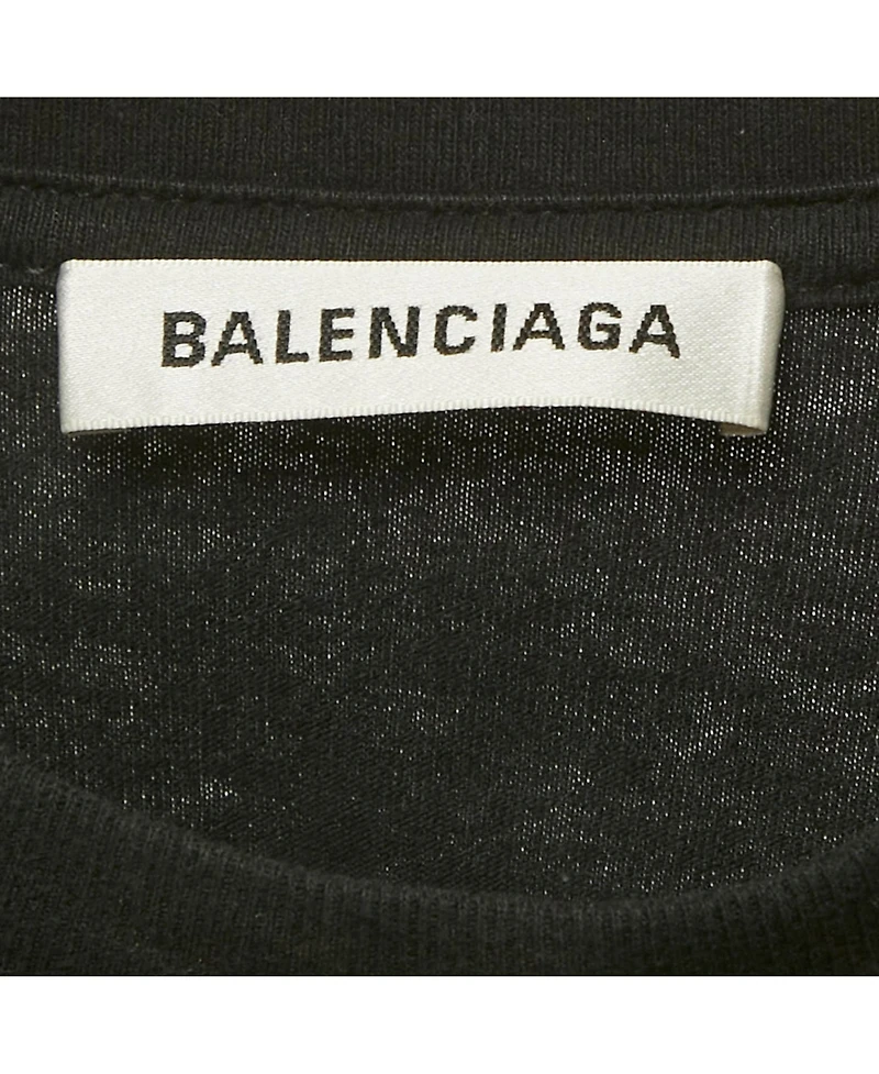 Pre-Owned Balenciaga Men's Black Logo Print Cotton T-Shirt