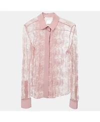 Pre-Owned Chloe Women's Pre-Owned Chloé Powder Pink Lace Ruffled Button Front Shirt