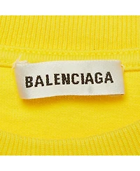 Pre-Owned Balenciaga Men's Yellow Logo Print Cotton Crewneck T-Shirt