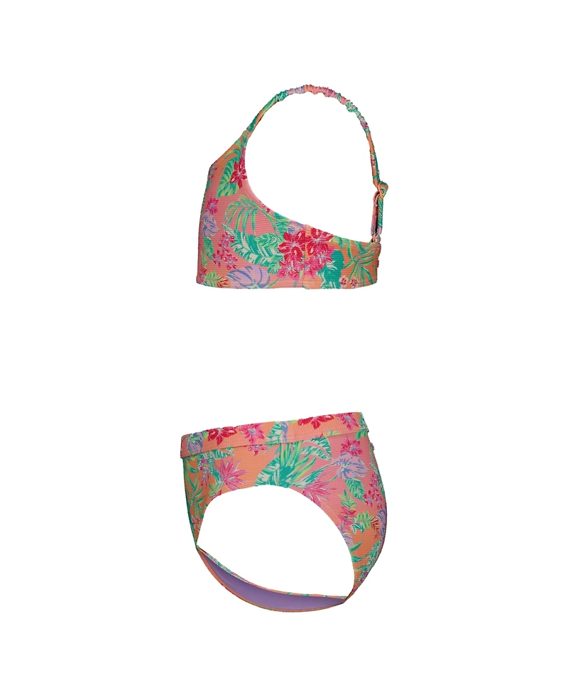 Roxy Girls' 7-16 Floral Printed Swim Top and Bottom, 2-Piece Set