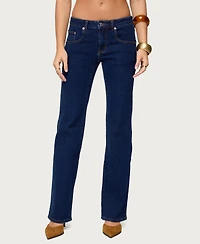 Edikted Women's Jemima Contrast Stitch Low Rise Jeans