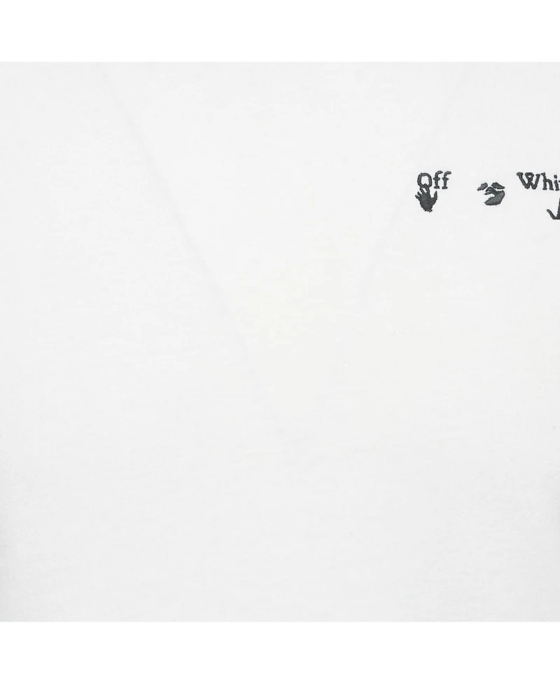 Pre-Owned Off-White Men's White Logo Embroidered Jersey T-Shirt