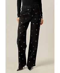 English Factory Women's Rhinestone Heart Jeans