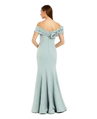 Mac Duggal Women's 3D Floral Crepe Off The Shoulder Gown.