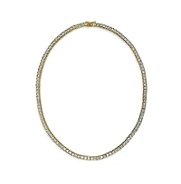 Bling Jewelry Princess-Cut Cz Tennis Necklace & 1CT Square Cz Stud Earrings Jewelry Set Gold-Tone Plated