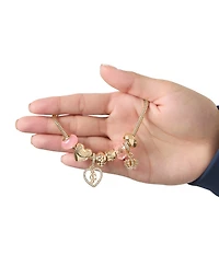 Juicy Couture Multi-Charm Beaded Chain Bracelet, Gold-Tone with Accents