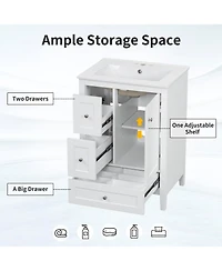 Casainc Bathroom Vanity with Adjustable Shelf and Removable Dividers