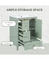 Casainc Bathroom Vanity with Adjustable Shelf and Removable Dividers