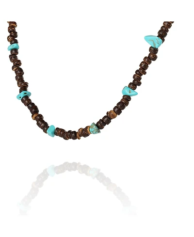 Lucky Brand Men s Wood & Turquoise Beaded 22'' Necklace, Heishi and Turquoise Beads