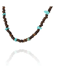 Lucky Brand Men s Wood & Turquoise Beaded 22'' Necklace, Heishi and Turquoise Beads
