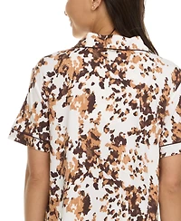 Flora by Nikrooz Women's Gabriella Printed Notch Collar and Long Pant Set