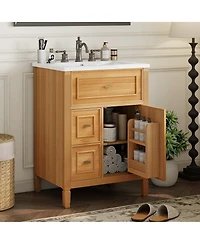 Casainc Bathroom Vanity with Sink Flip Drawer Two Drawers Adjustable Shelf