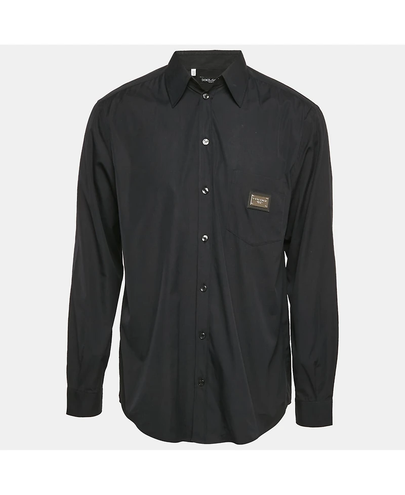 Pre-Owned Dolce & Gabbana Men's Black Cotton Long Sleeve Shirt