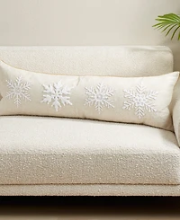 Saro Lifestyle Embroidered Snowflake Poly Filled Decorative Pillow, 13" x 40"