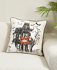 Saro Lifestyle Spooky Night Haunted House Down Filled Decorative Pillow, 18" x 18"