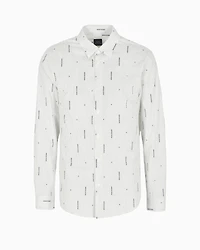 A|X Armani Exchange Men's Slim Fit Long Sleeve Button-Front Striped Logo Print Shirt
