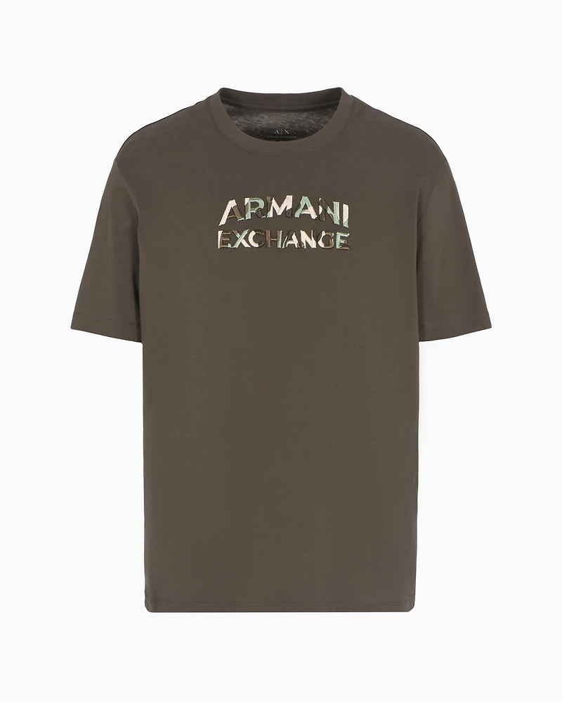 A|X Armani Exchange Men's Short Sleeve Crewneck Camo Logo T-Shirt