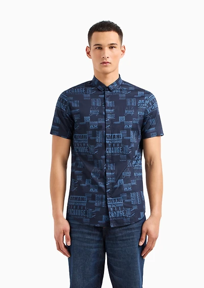 A|X Armani Exchange Men's Slim-Fit All-Over Logo Print Shirt