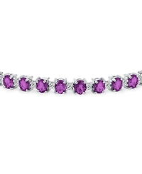 Bling Jewelry Alternating Oval Purple Amethyst Round White Zircon Tennis Bracelet Sterling Silver 7.25 Inch