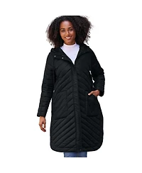 ellos Women's Quilted Jacket With Curved Bottom & Side Snaps