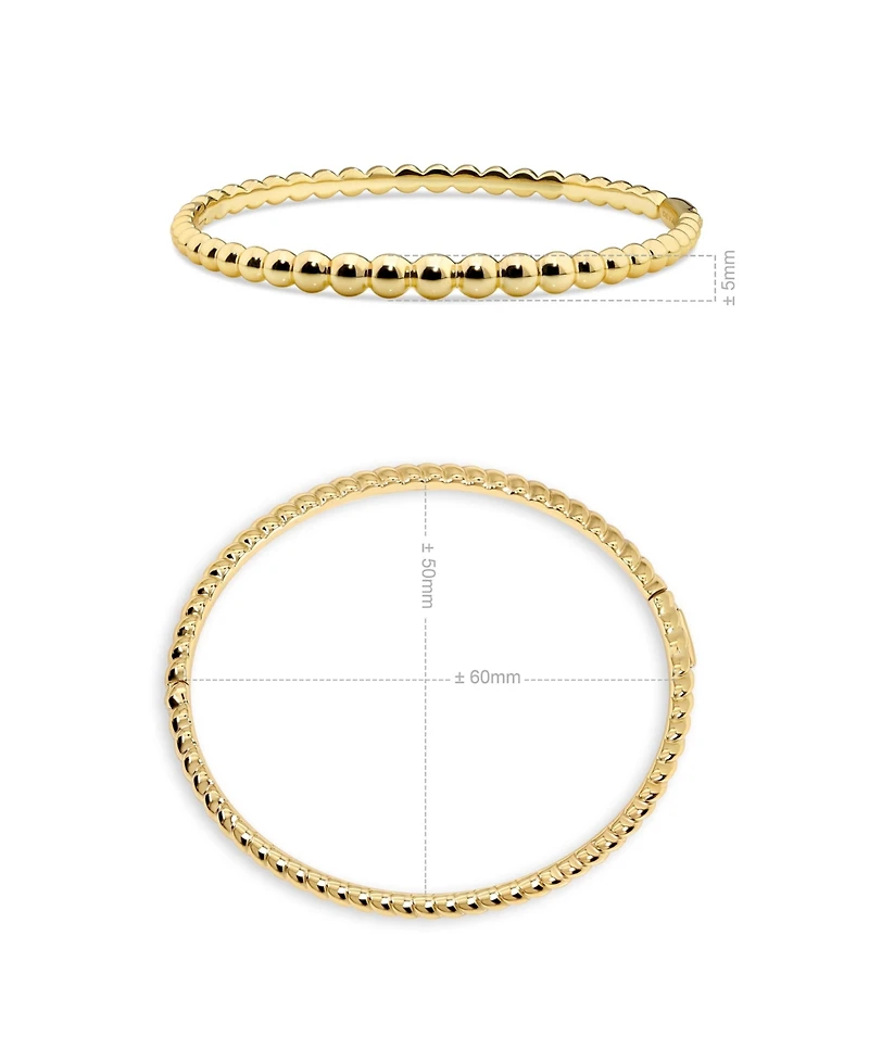 Devata Beaded Ball Bangle Bracelet in Gold Plated Sterling Silver, Size Medium