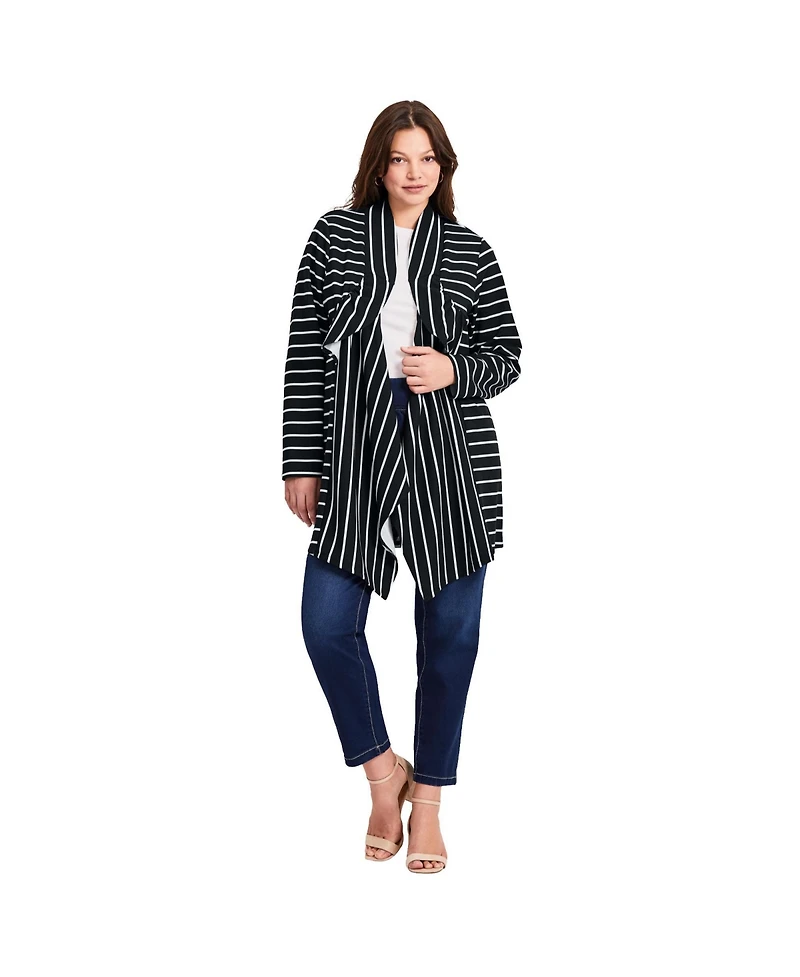 Avenue Women's Striped Cascade Cardigan
