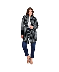 Avenue Women's Striped Cascade Cardigan