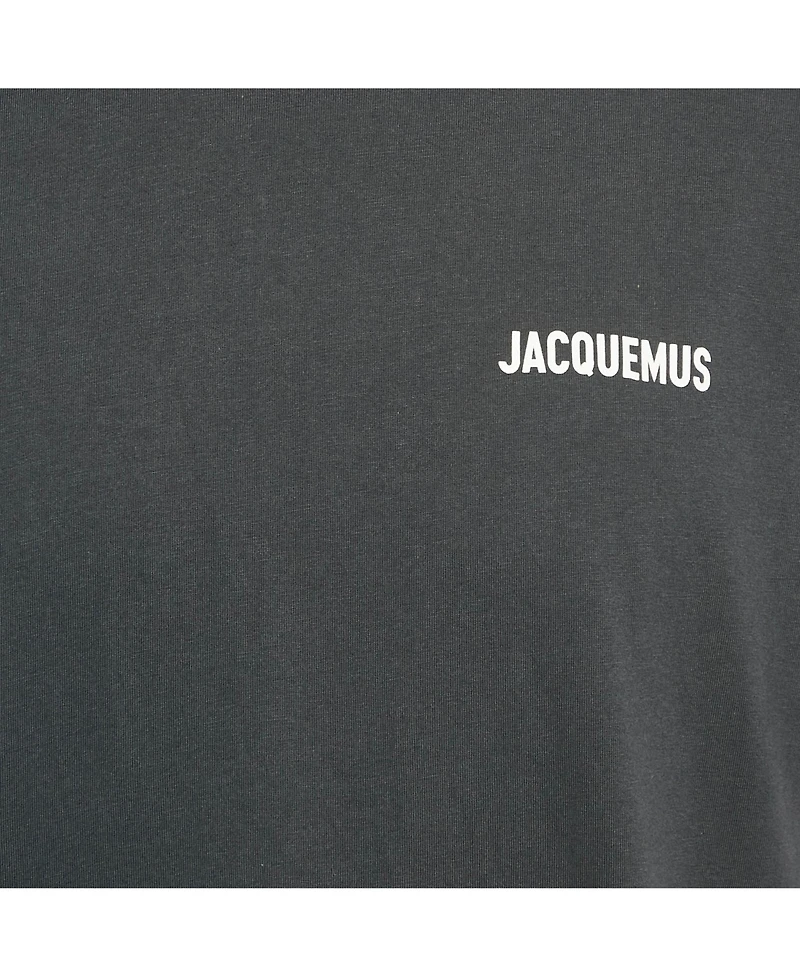 Pre-Owned Jacquemus Men's Navy Blue Logo Print Cotton Crew Neck T-Shirt