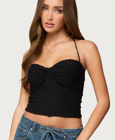 Edikted Women's Zoee Twisted Textured Halter Top