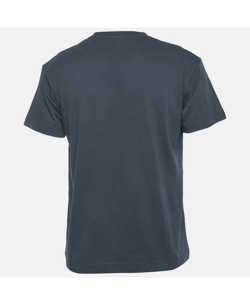 Pre-Owned Jacquemus Men's Navy Blue Logo Printed Cotton Crewneck T-Shirt