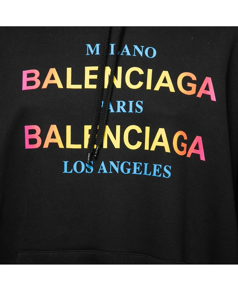 Pre-Owned Balenciaga Women's Black Campaign Print Cotton Knit Hoodie