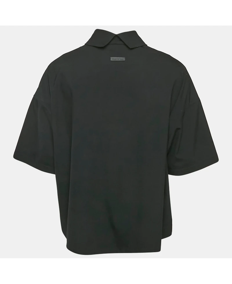 Pre-Owned Fear Of God Men's Black Cotton Blend Reverse Collar Detail T-Shirt
