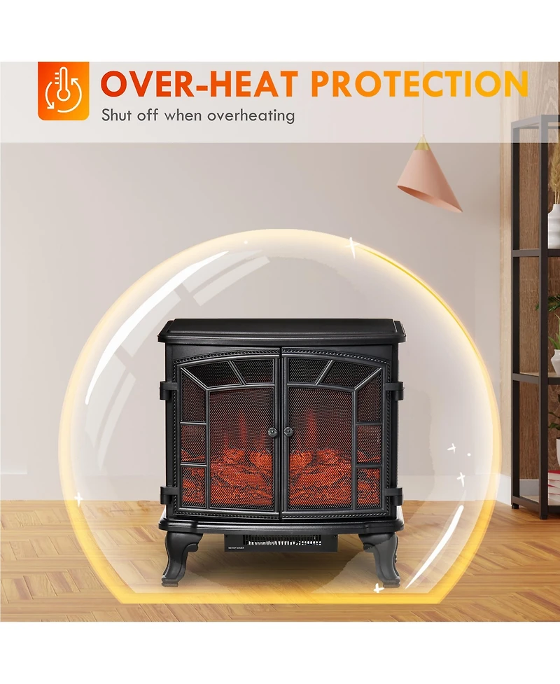 Homcom Freesding Electric Fireplace Heater with Led Log Flames,