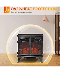 Homcom Freesding Electric Fireplace Heater with Led Log Flames,