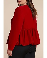 Eloquii Women's Velvet Peplum Bubble Hem Jacket