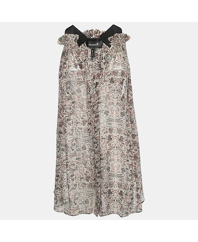 Pre-Owned Isabel Marant Women's Grey Printed Chiffon Silk Sleeveless Top