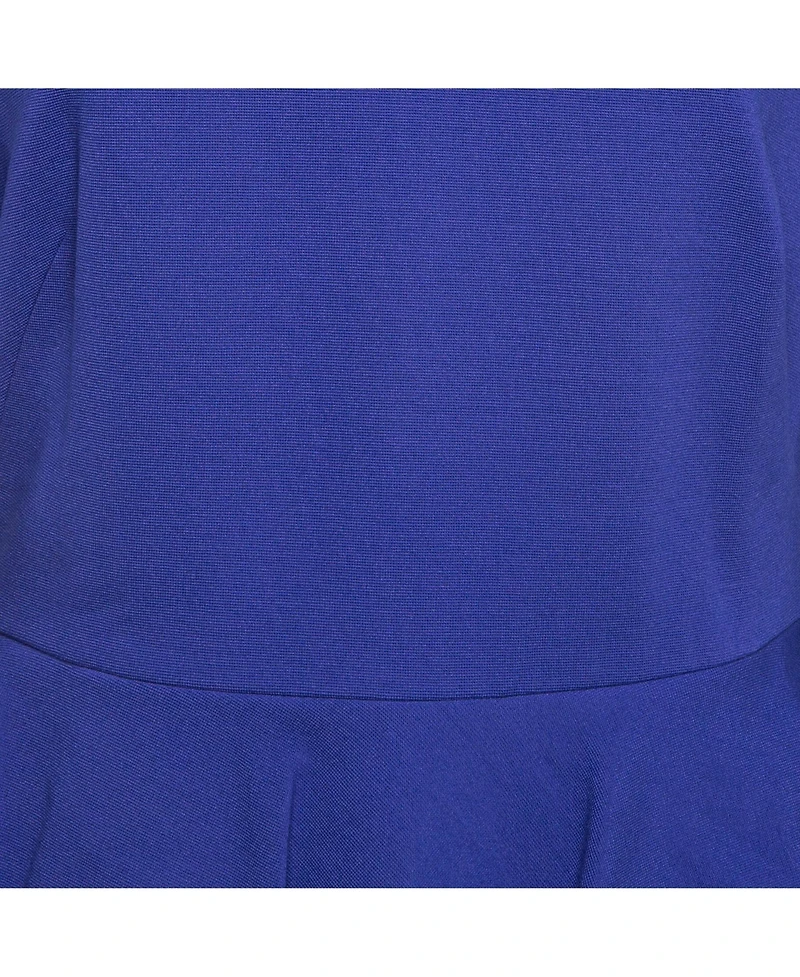 Pre-Owned Emilio Pucci Women's Blue Lace-Trim Stretch Crepe Peplum Pencil Dress