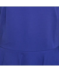 Pre-Owned Emilio Pucci Women's Blue Lace-Trim Stretch Crepe Peplum Pencil Dress