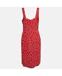 Pre-Owned Dolce & Gabbana Women's Red Polka Dots Crepe Sleeveless Midi Dress