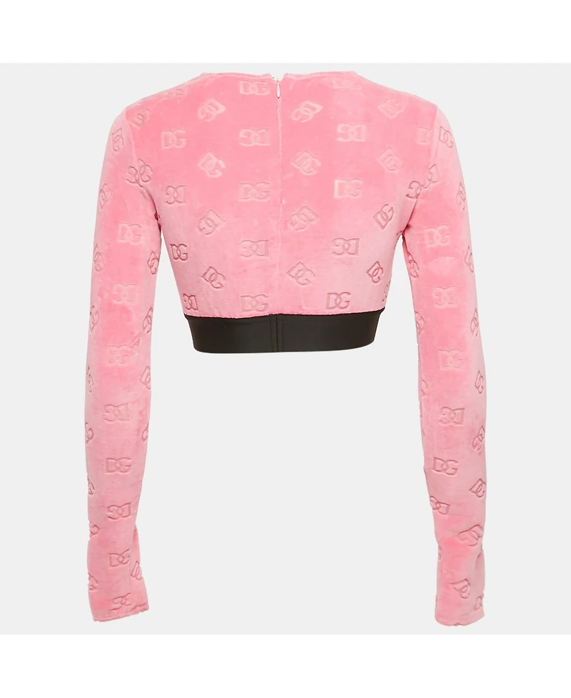 Pre-Owned Dolce & Gabbana Women's Monogram Velvet Crop Top